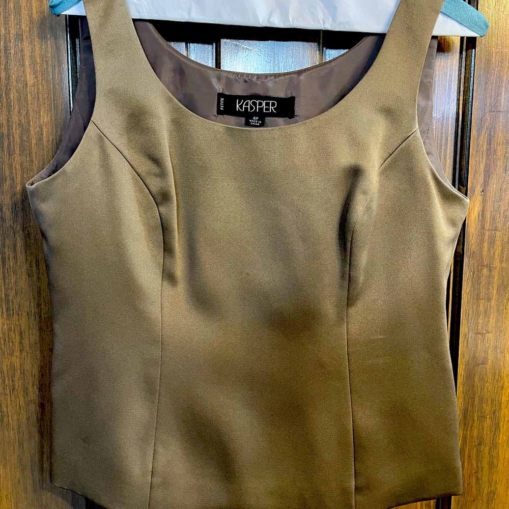 Kasper Womens Tan Single Breasted Blazer 3 Piece Suit Sz 4P - Picture 4 of 10